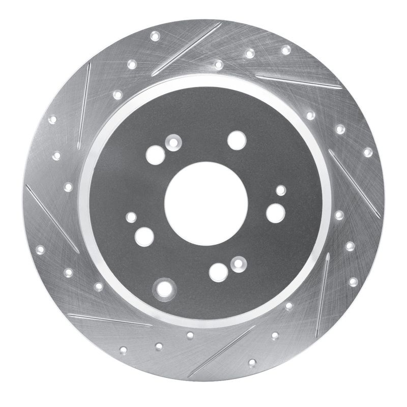 Acura MDX Brake Rotor (1) - Rear Left - R1 Concepts - Drilled & Slotted - Silver - `07-`17